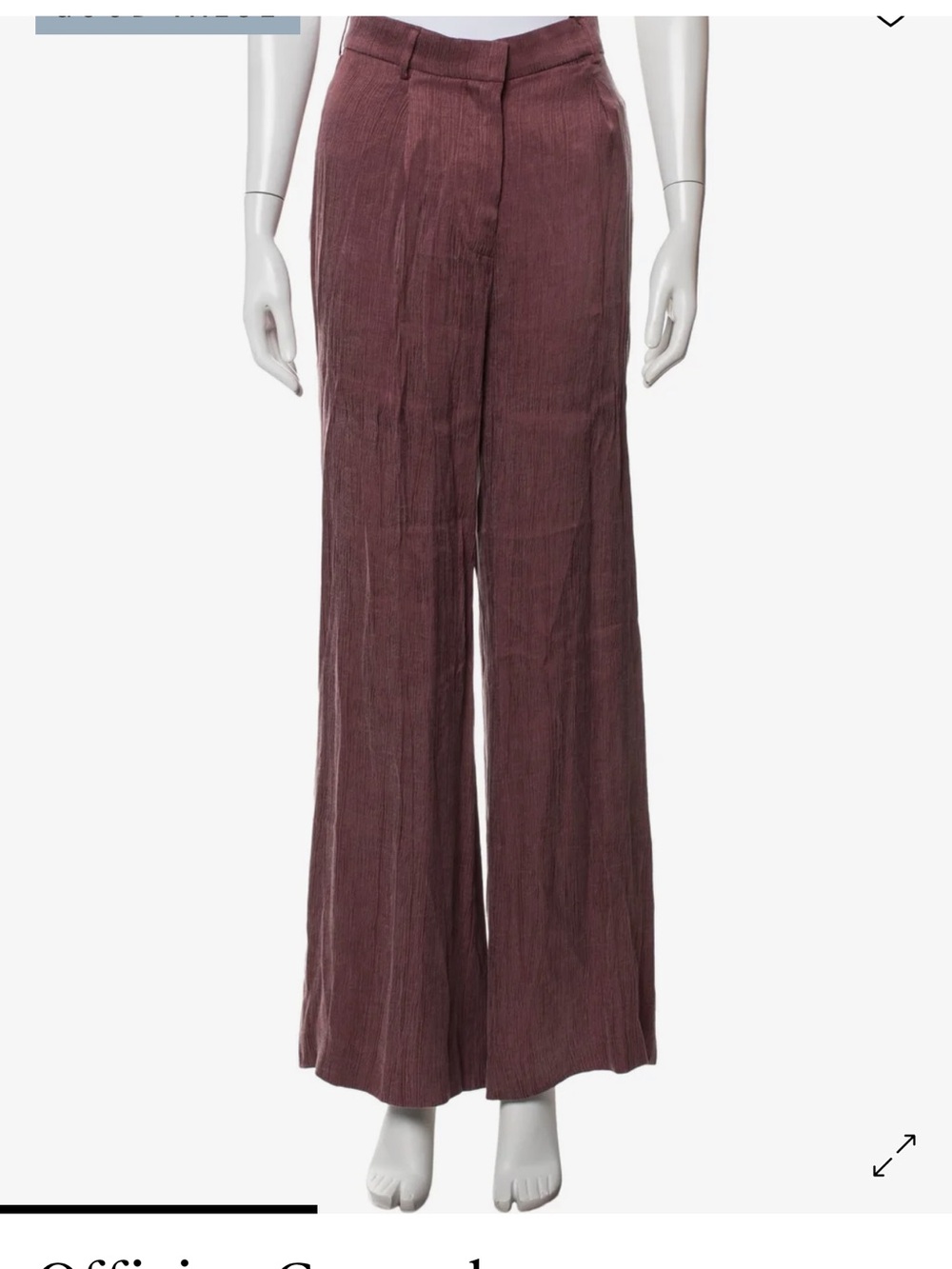 NWT Officine Generale Wrinkle Effect Wide-Leg Mauve Burgundy Pants